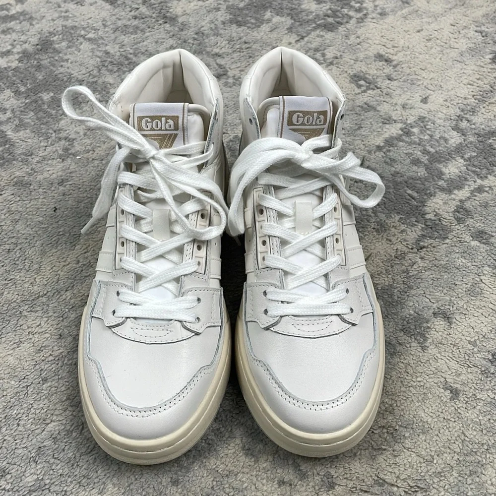 NIB Gola Challenge High Sneakers White Leather Hi Top Retro 80s Style Sz 6.5